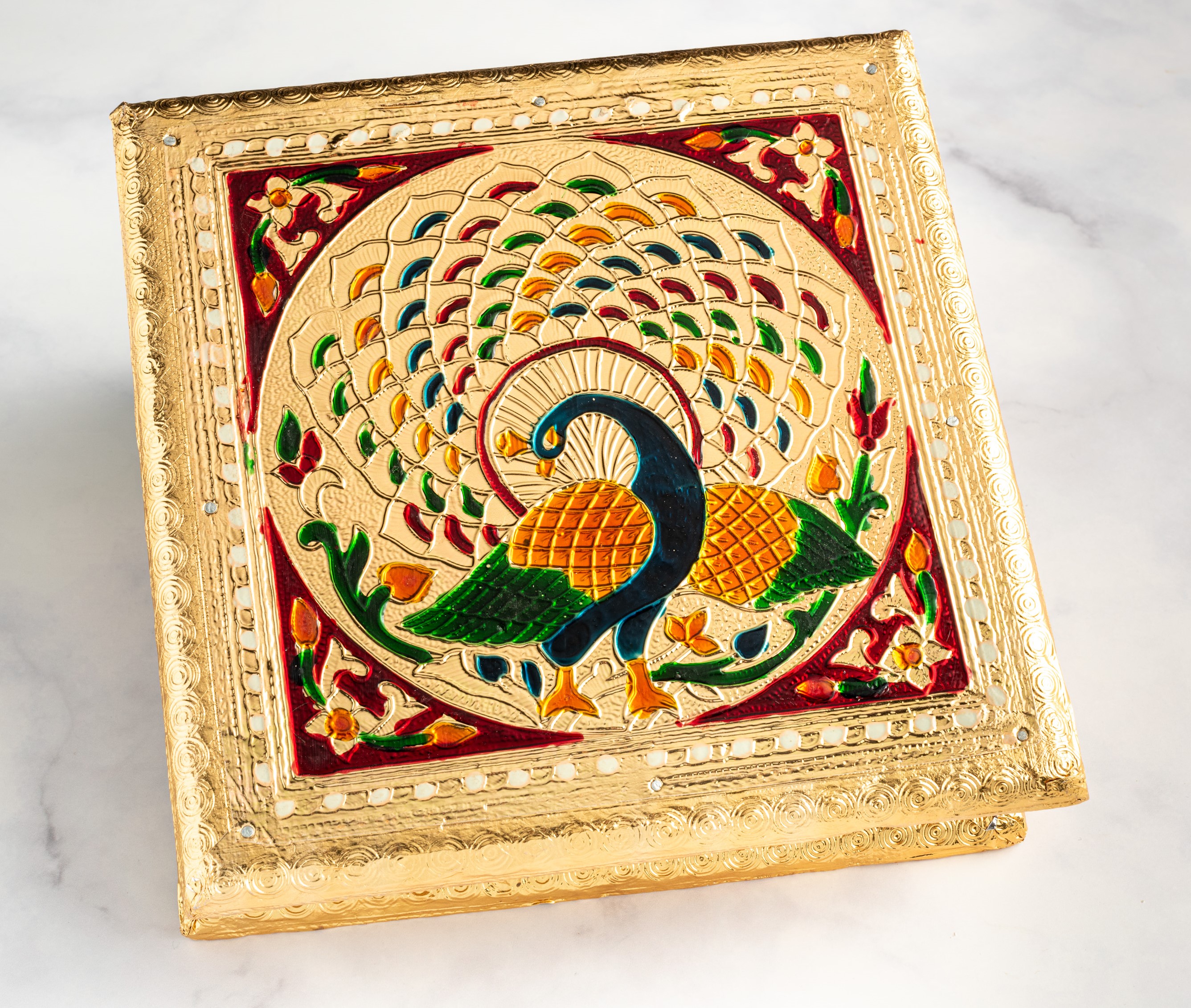 Square Gold Peacock